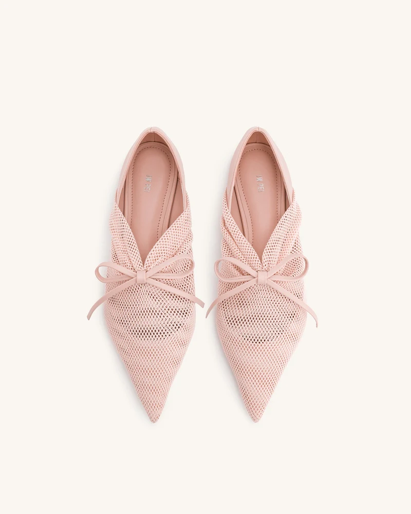 Reilly Fishnet Ballerina Flats - Rosa Beige