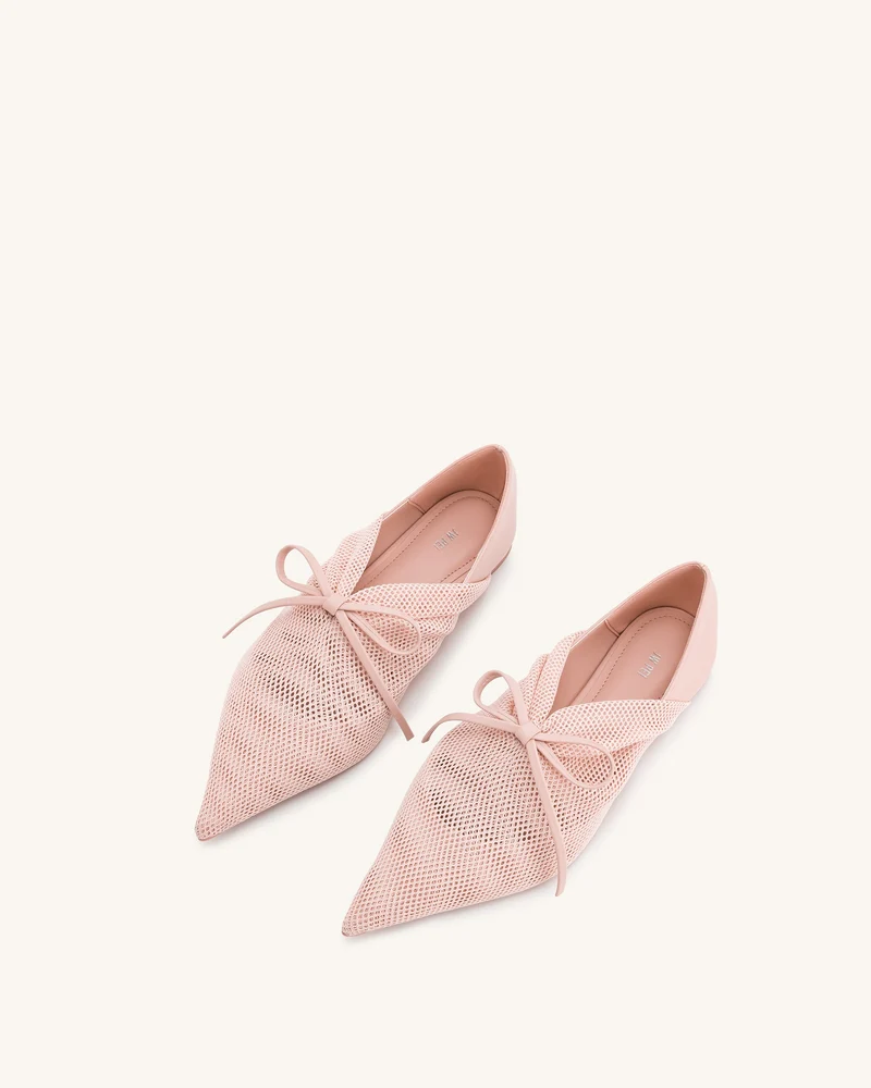 Reilly Fishnet Ballerina Flats - Rosa Beige