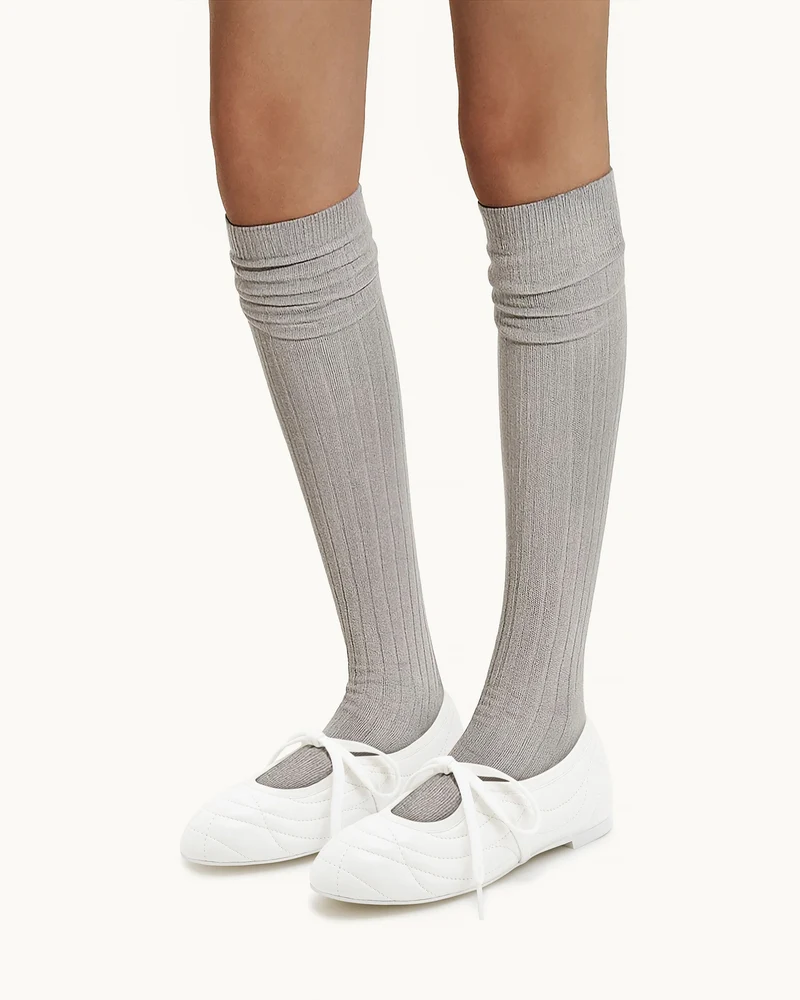 Erika Topstitching Lace-Up Ballerinas - Weiß