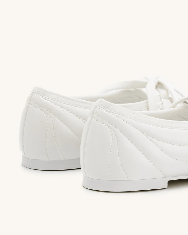 Erika Topstitching Lace-Up Ballerinas - Weiß