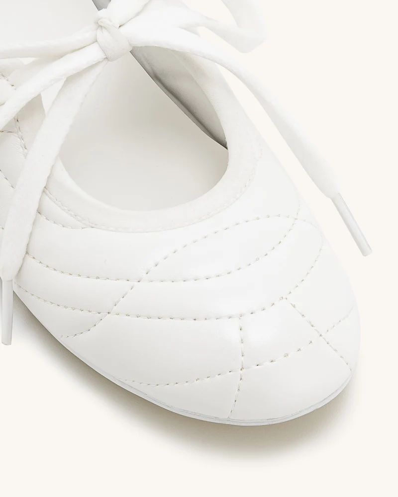 Erika Topstitching Lace-Up Ballerinas - Weiß