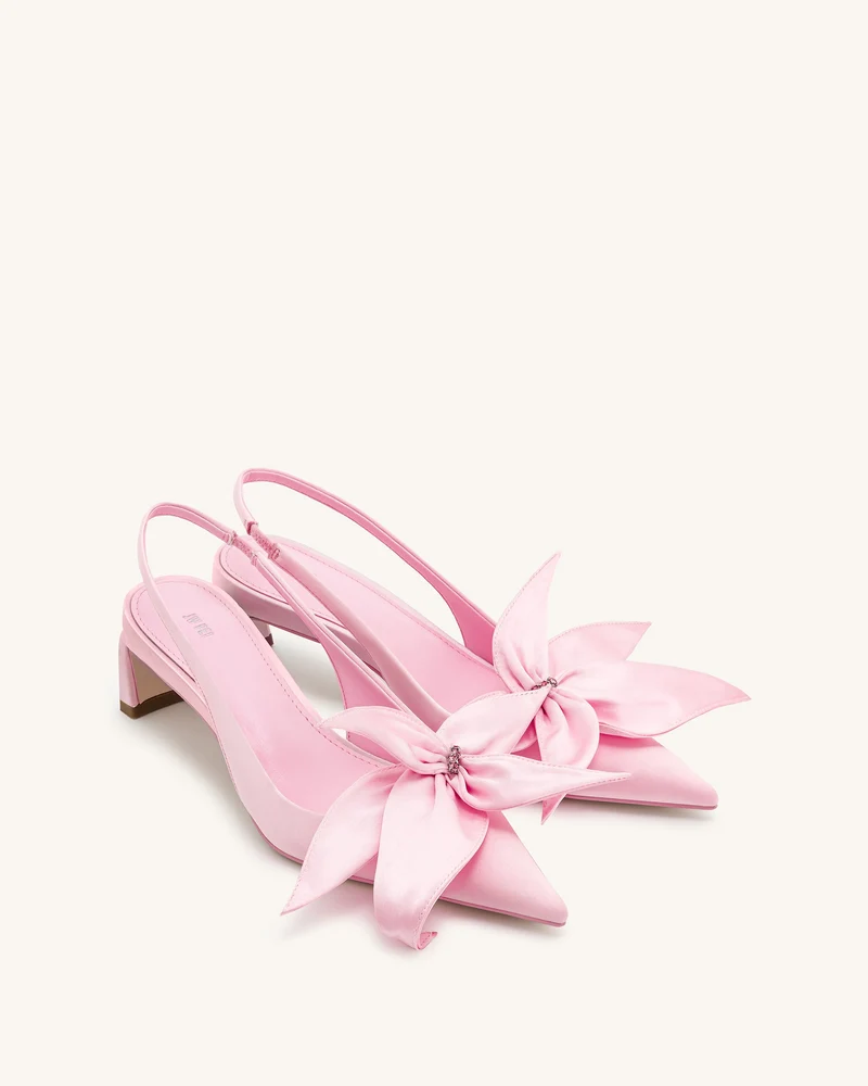 Queena Slingback-Pumps mit floralem Aufdruck - Rosa