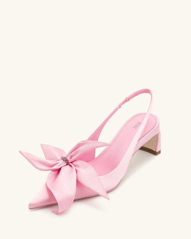 Queena Slingback-Pumps mit floralem Aufdruck - Rosa