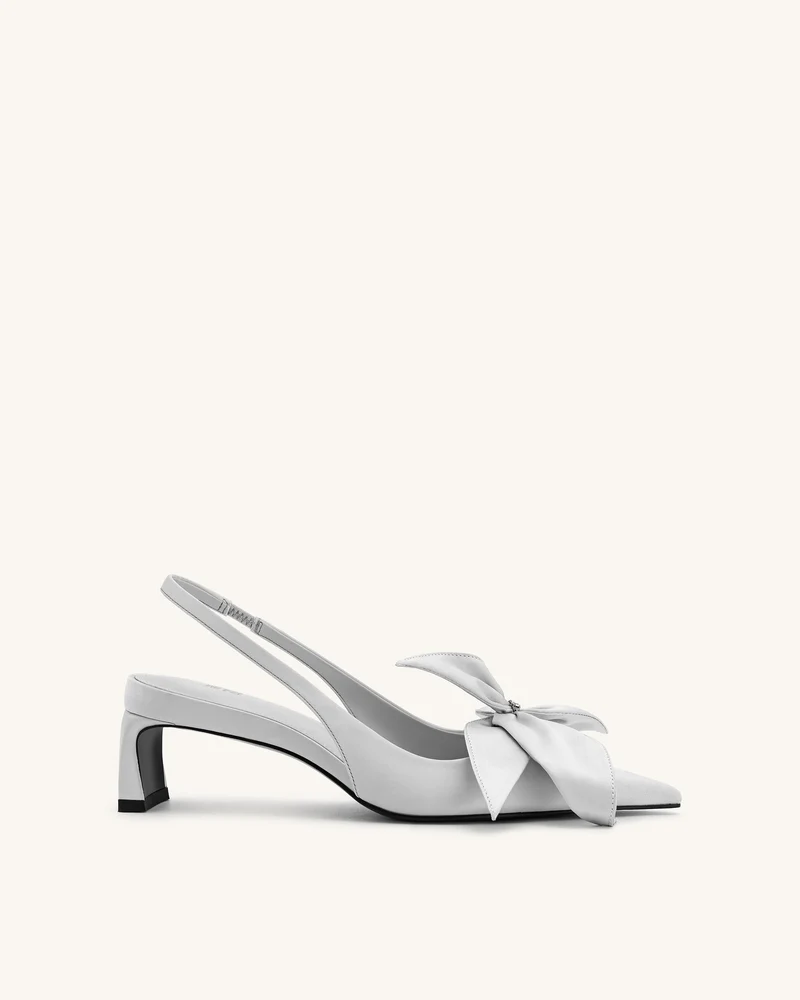 Queena Slingback-Pumps mit floralen Applikationen - Silber