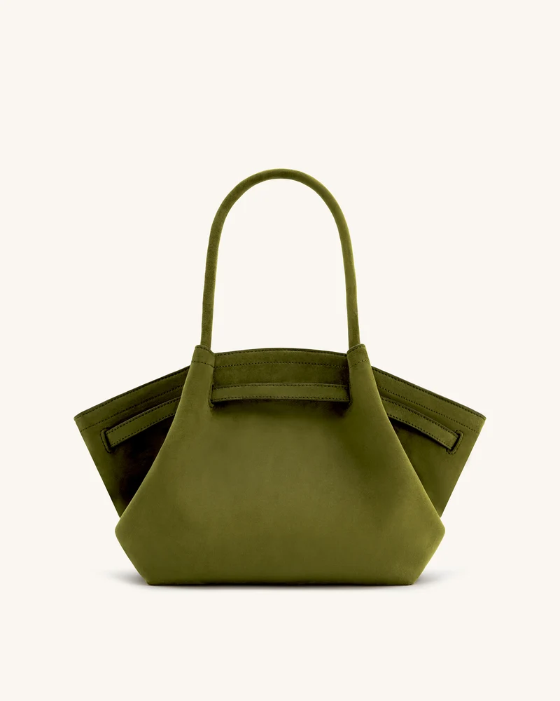 Hana mittelgroße Tote-Bag aus Kunstwildleder - Dunkeloliv