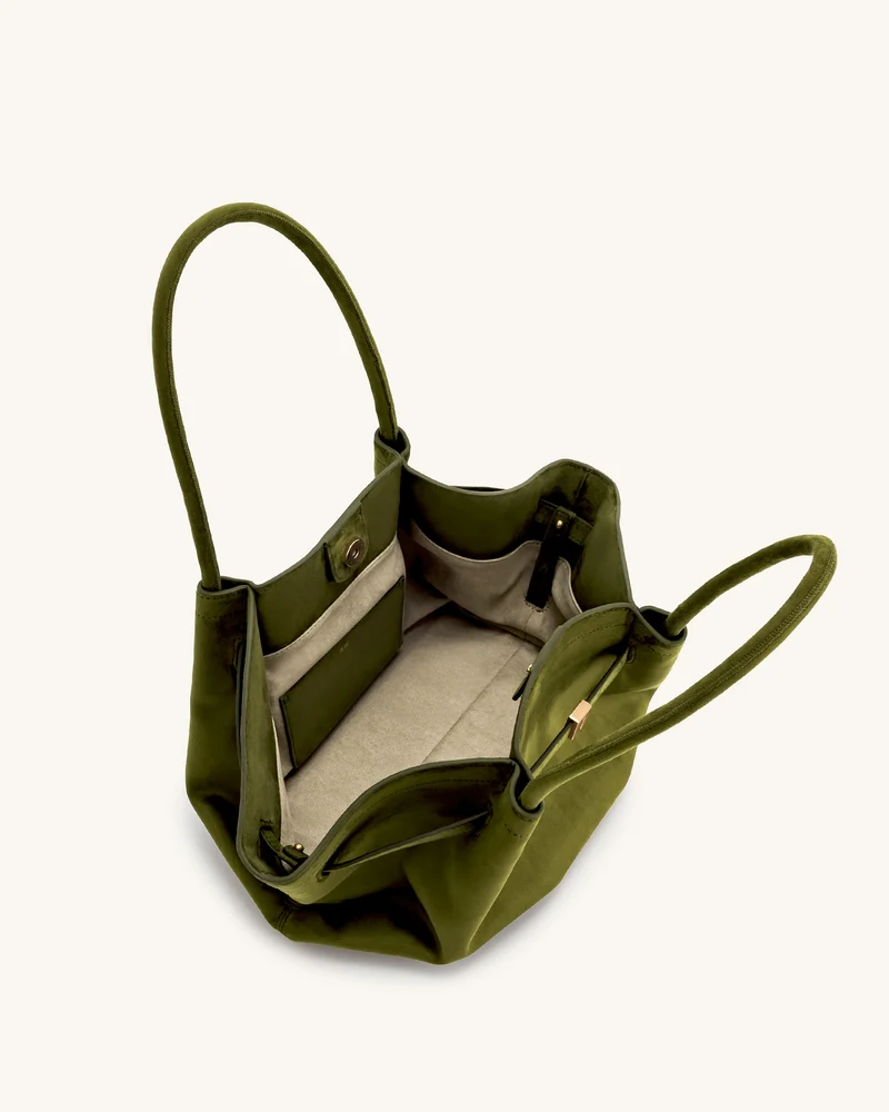 Hana mittelgroße Tote-Bag aus Kunstwildleder - Dunkeloliv
