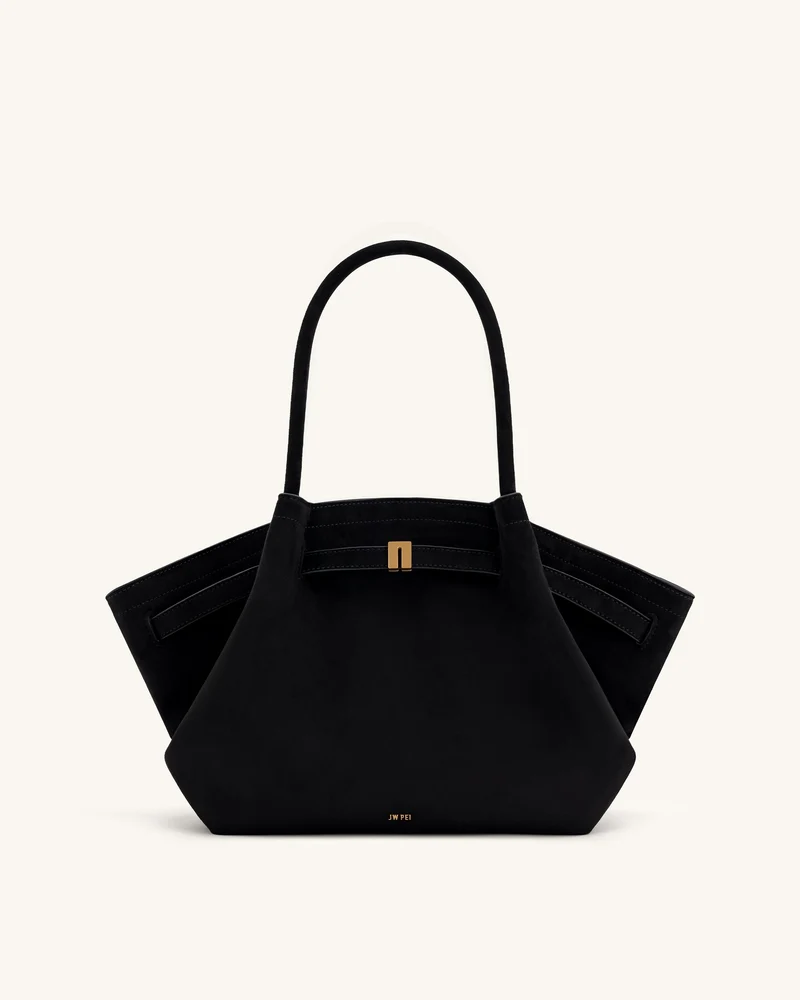 Hana mittelgroße Tote-Bag aus Kunstwildleder - Schwarz