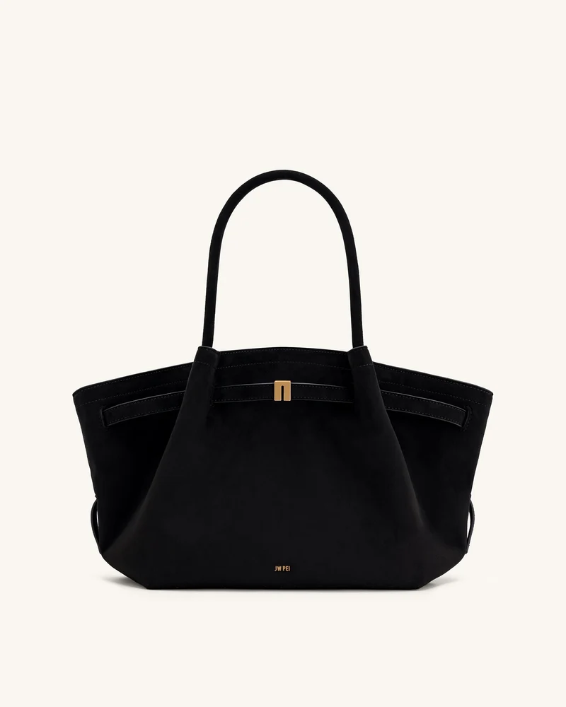Hana mittelgroße Tote-Bag aus Kunstwildleder - Schwarz