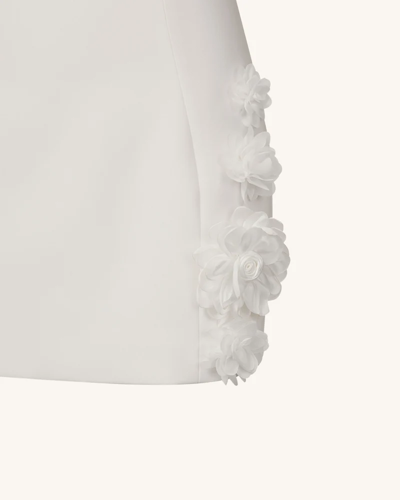 Elaina Weißes Mini-Kleid mit Rosetten-Applikation - Weiß