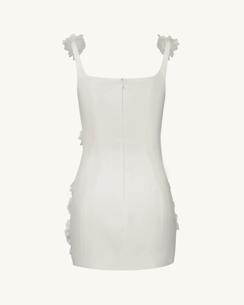 Elaina Weißes Mini-Kleid mit Rosetten-Applikation - Weiß