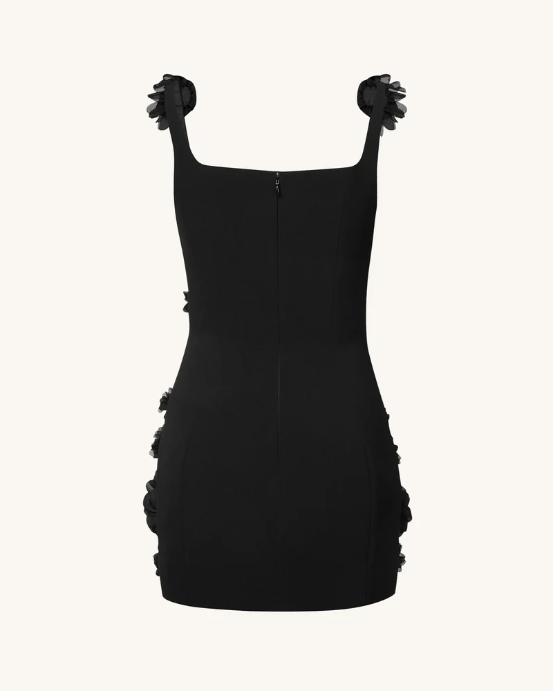 Elaina Schwarzes Rosetten-Applikations-Minikleid - Schwarz