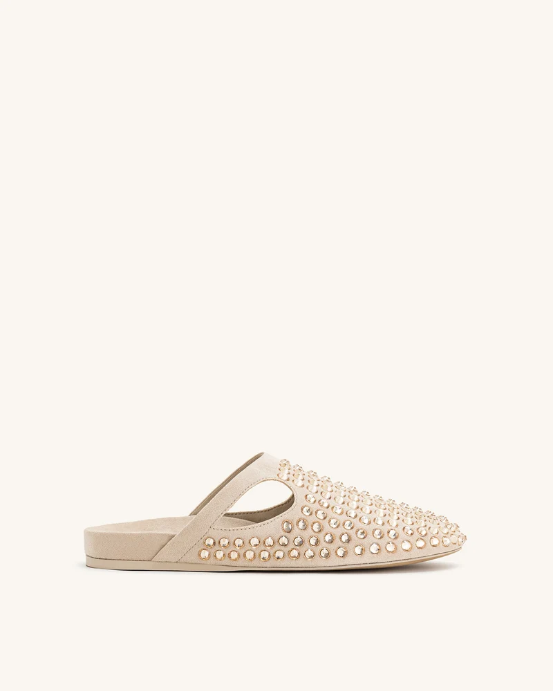 Athena Flache Mules mit künstlichen Kristallen - Beige
