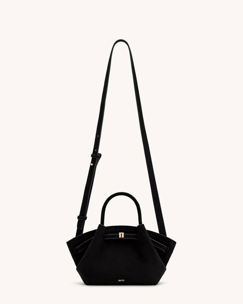 Hana Mini-Wildlederimitat-Tragetasche - Schwarz