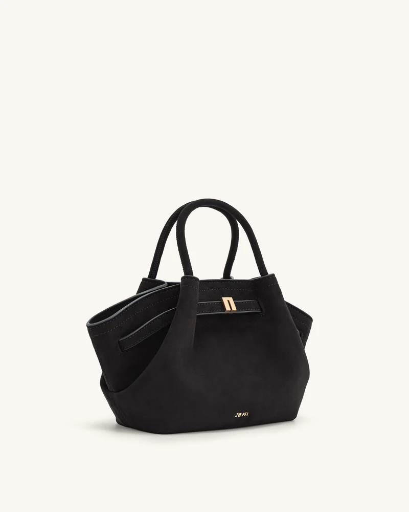 Hana Mini-Wildlederimitat-Tragetasche - Schwarz