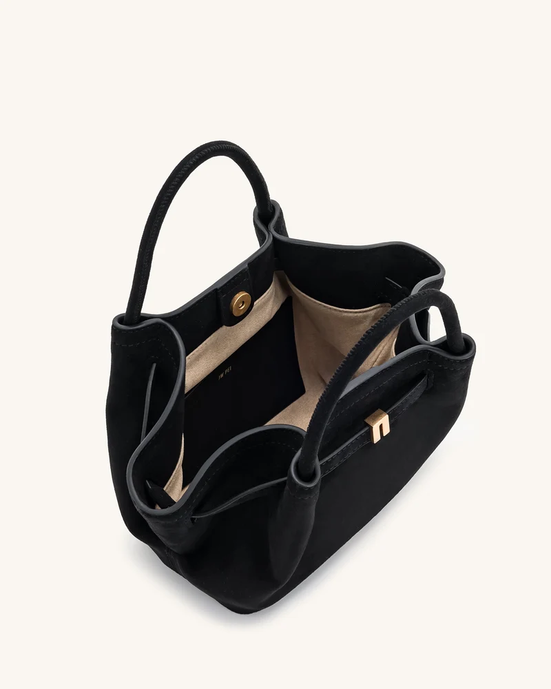 Hana Mini-Wildlederimitat-Tragetasche - Schwarz