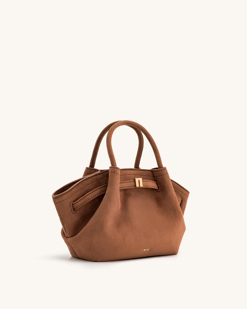 Hana Mini-Wildlederimitat-Tragetasche - Braun