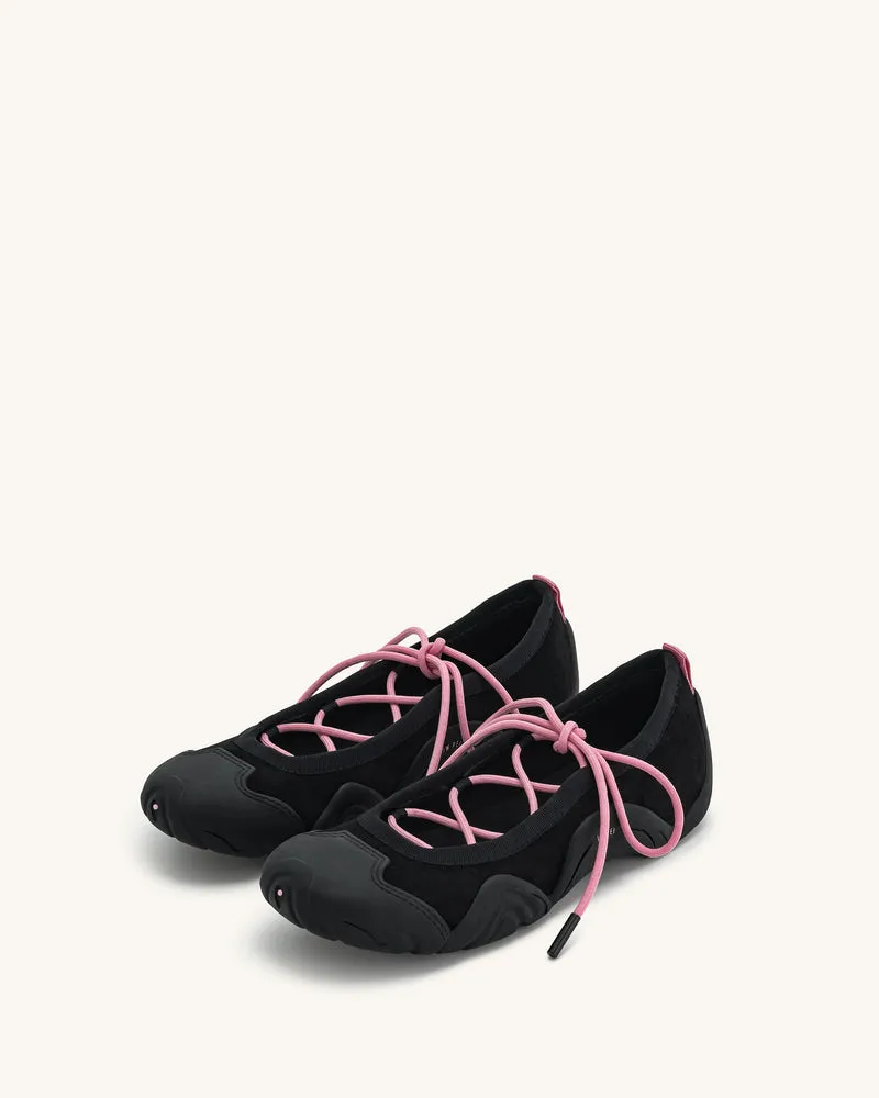 Caitlin Schnür-Ballerina-Turnschuhe - Schwarz