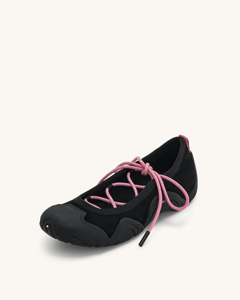 Caitlin Schnür-Ballerina-Turnschuhe - Schwarz