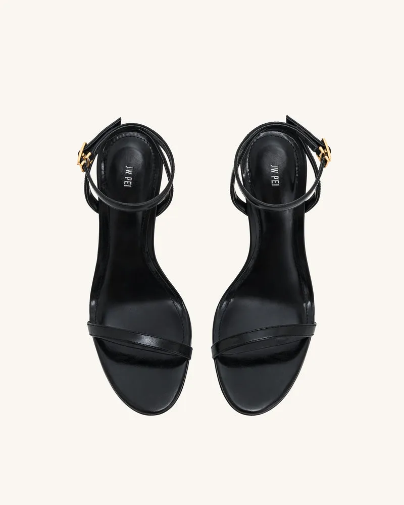 Alivia Gold Metal Heel Sandalen - Schwarz