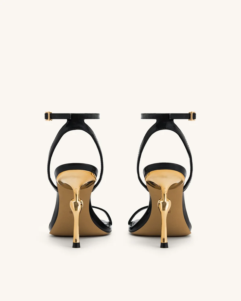 Alivia Gold Metal Heel Sandalen - Schwarz