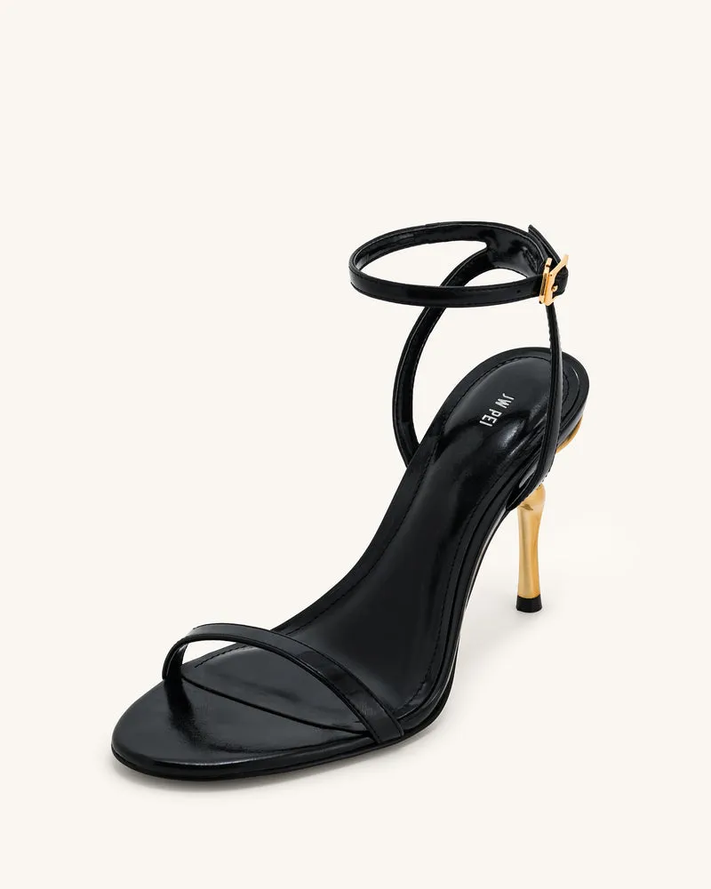 Alivia Gold Metal Heel Sandalen - Schwarz