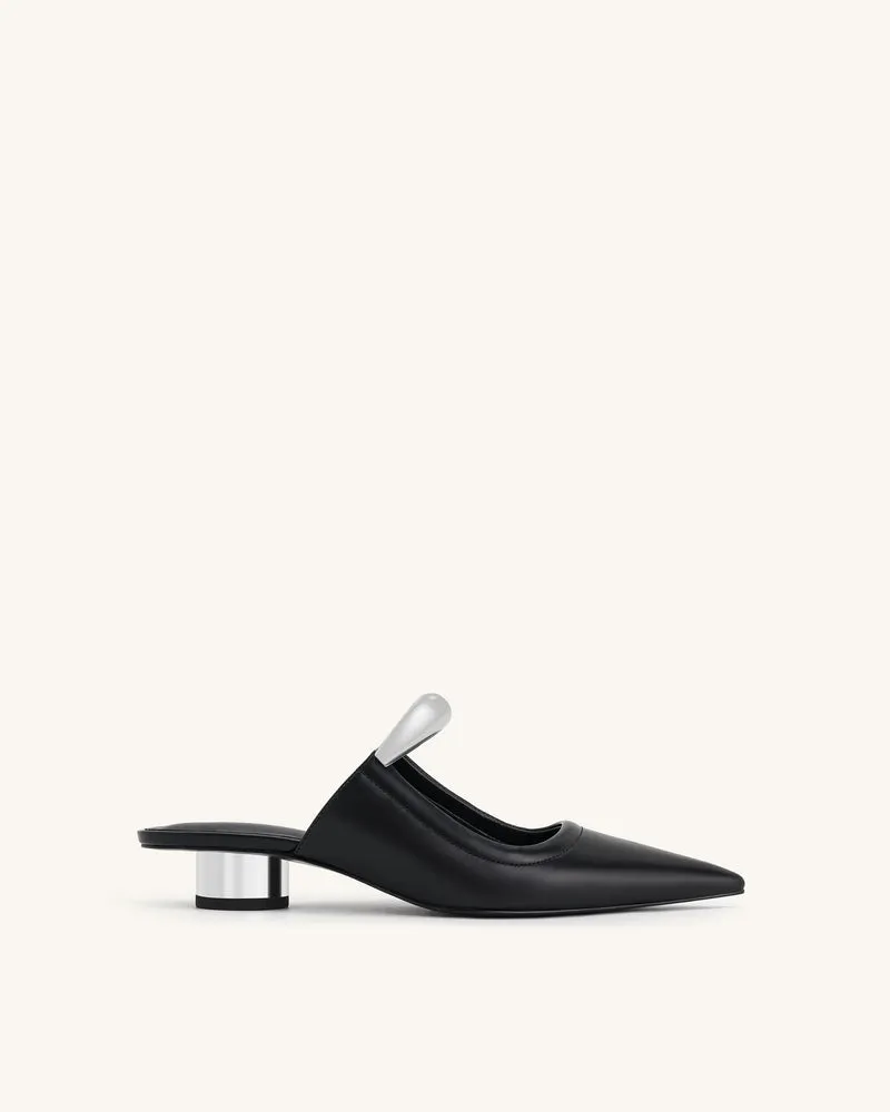 Helena Durchbrochene Mules - Schwarz