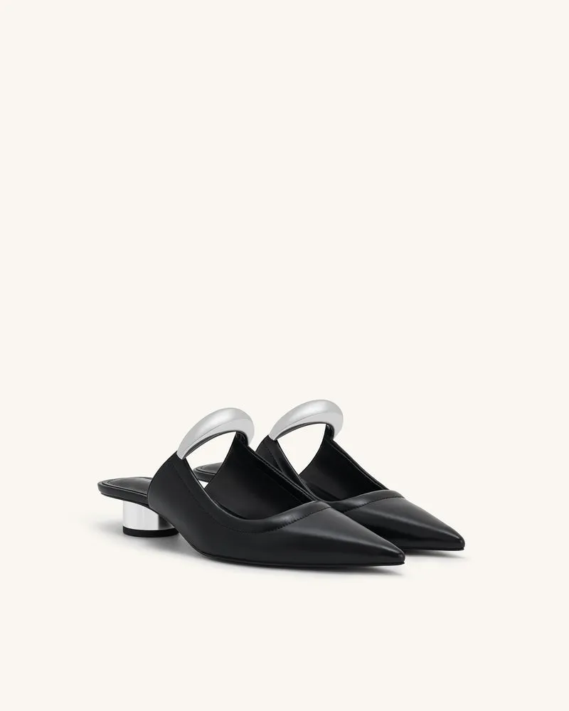 Helena Durchbrochene Mules - Schwarz