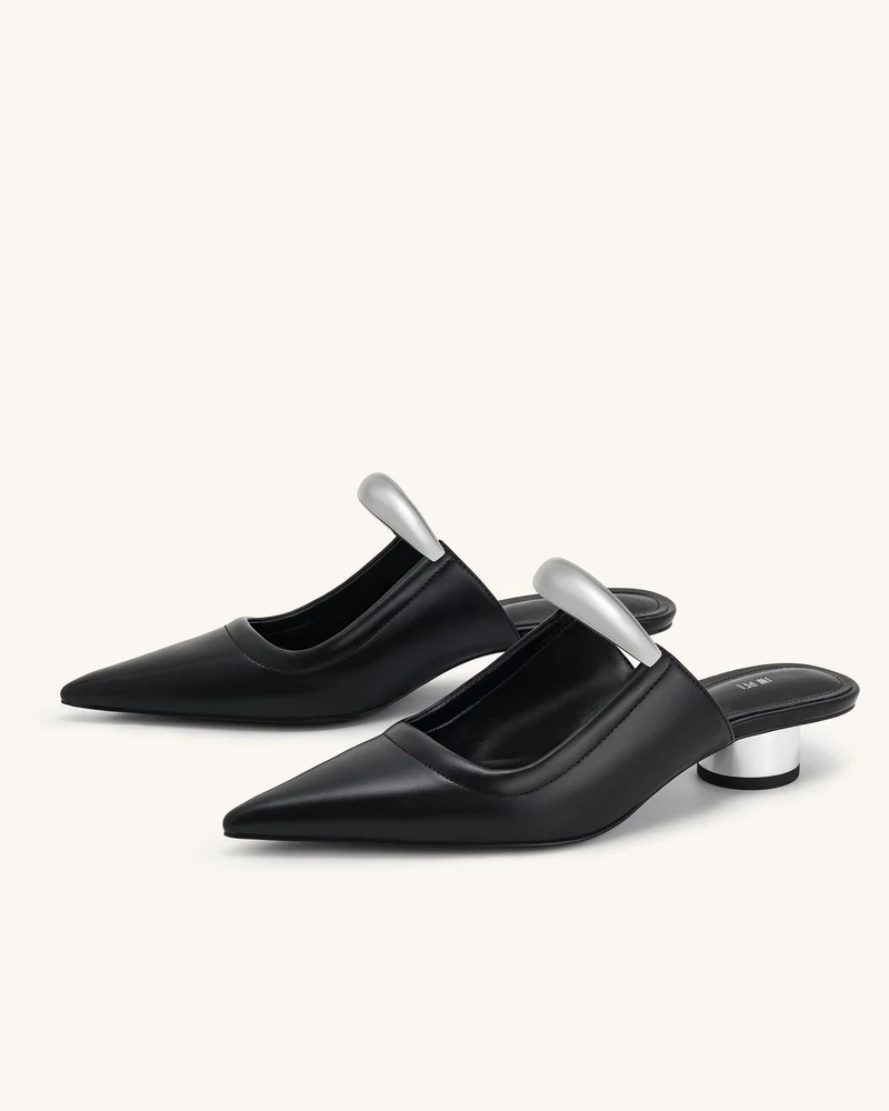 Helena Durchbrochene Mules - Schwarz