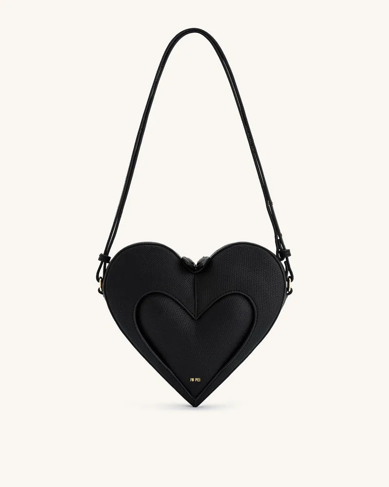 Francisca Herzförmige Crossbody-Tasche - Schwarz