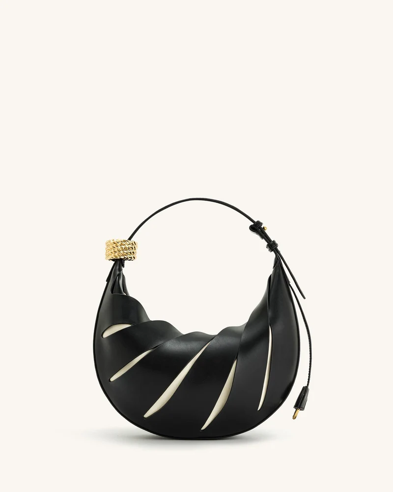 Jana Schultertasche mit Ausstanzungen - Schwarz