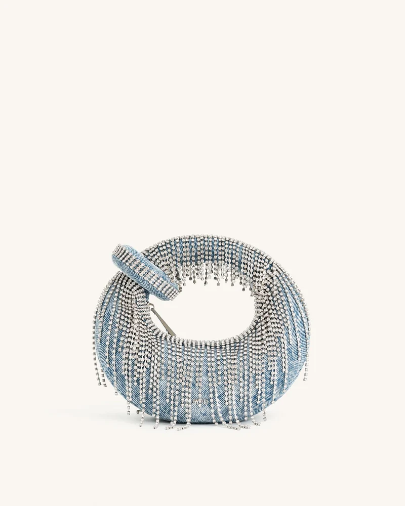 Abacus Denim Künstliche Kristall Mini-Handtasche mit Obergriff - Blau