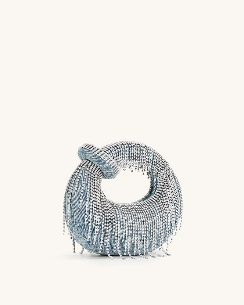 Abacus Denim Künstliche Kristall Mini-Handtasche mit Obergriff - Blau