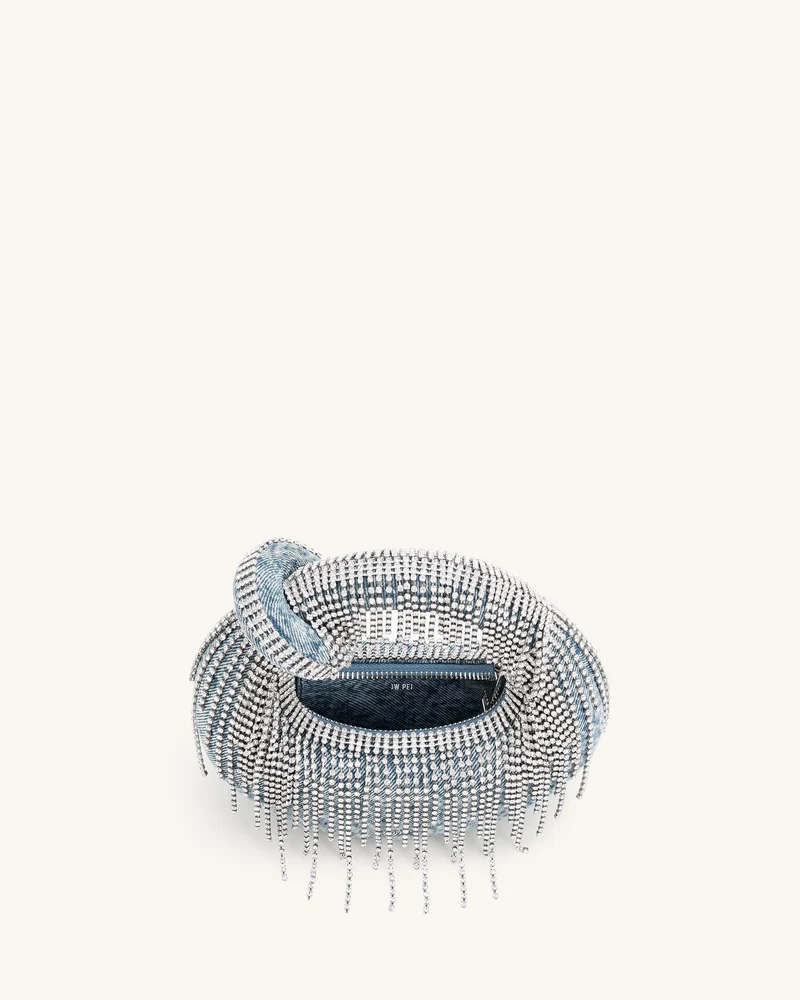 Abacus Denim Künstliche Kristall Mini-Handtasche mit Obergriff - Blau