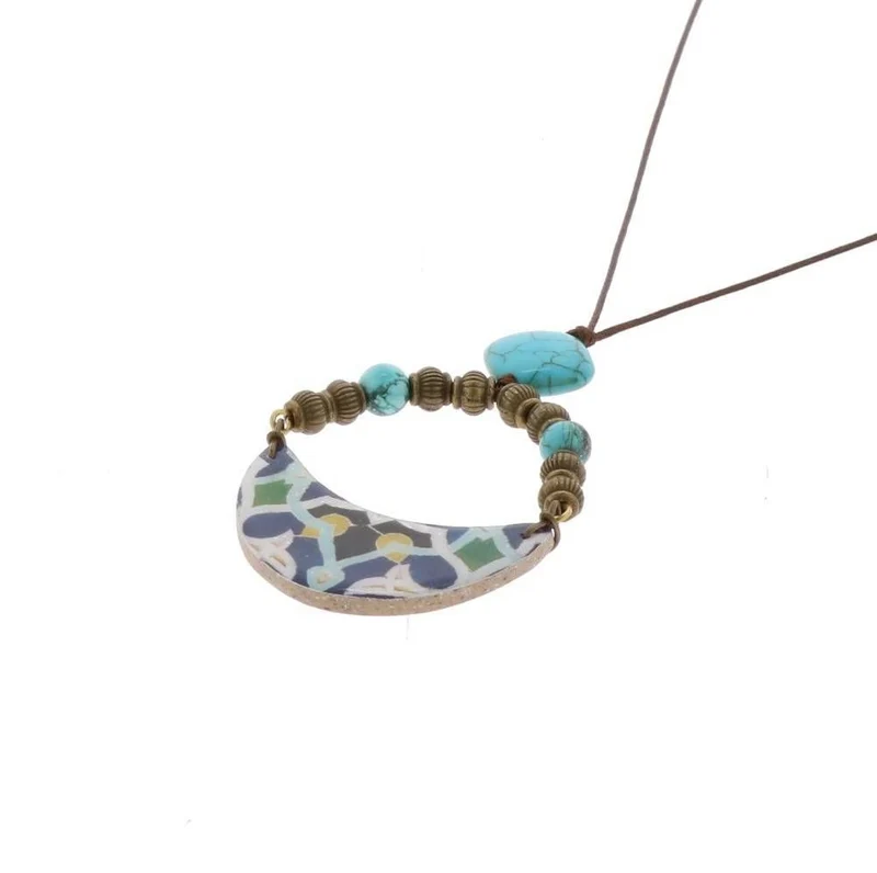 MoreThanHip Kette mit handgefertigtem, buntem Mosaikstein "Cyra"