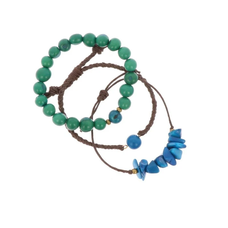 MoreThanHip Armband-Set aus Tagua und Acai "Laila"