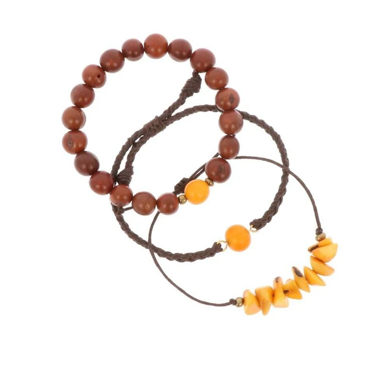 MoreThanHip Armband-Set aus Tagua und Acai "Laila"