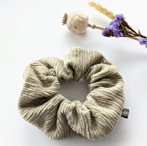 HEAVIN Scrunchie 2er-Set "Blumen Print & Khaki Cord"