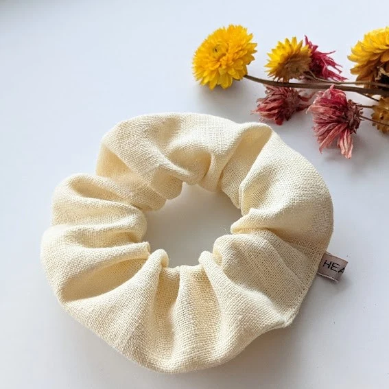 HEAVIN Scrunchie 2er-Set "Leinen Pastell & Rosen Print"