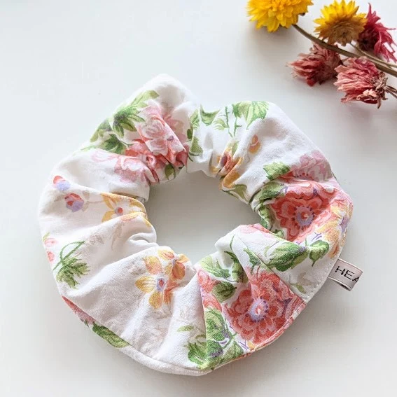 HEAVIN Scrunchie 2er-Set "Leinen Pastell & Rosen Print"