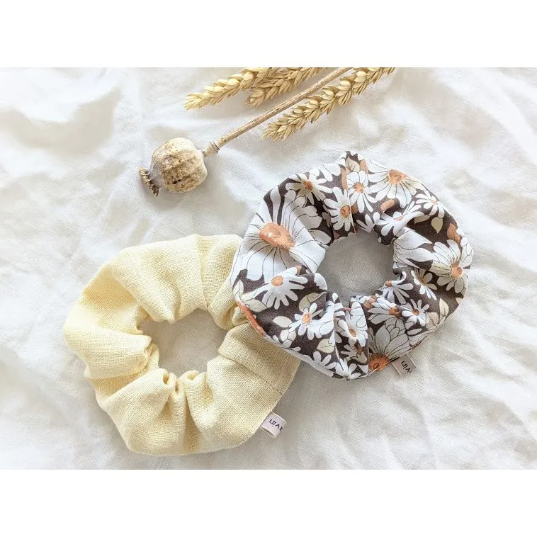 Heavin Scrunchie 2er-Set "Margeriten Blumen & Leinen Pastell"
