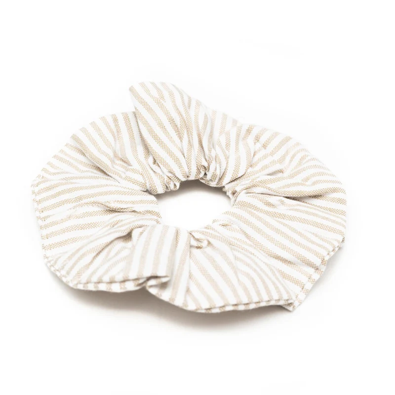 MELA Scrunchie Haargummi "AJITHA" - Beige Stripes