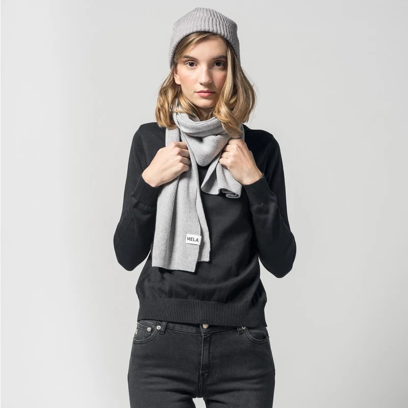 MELA Unisex Rippstrick Schal "BASIC" - grau-melange