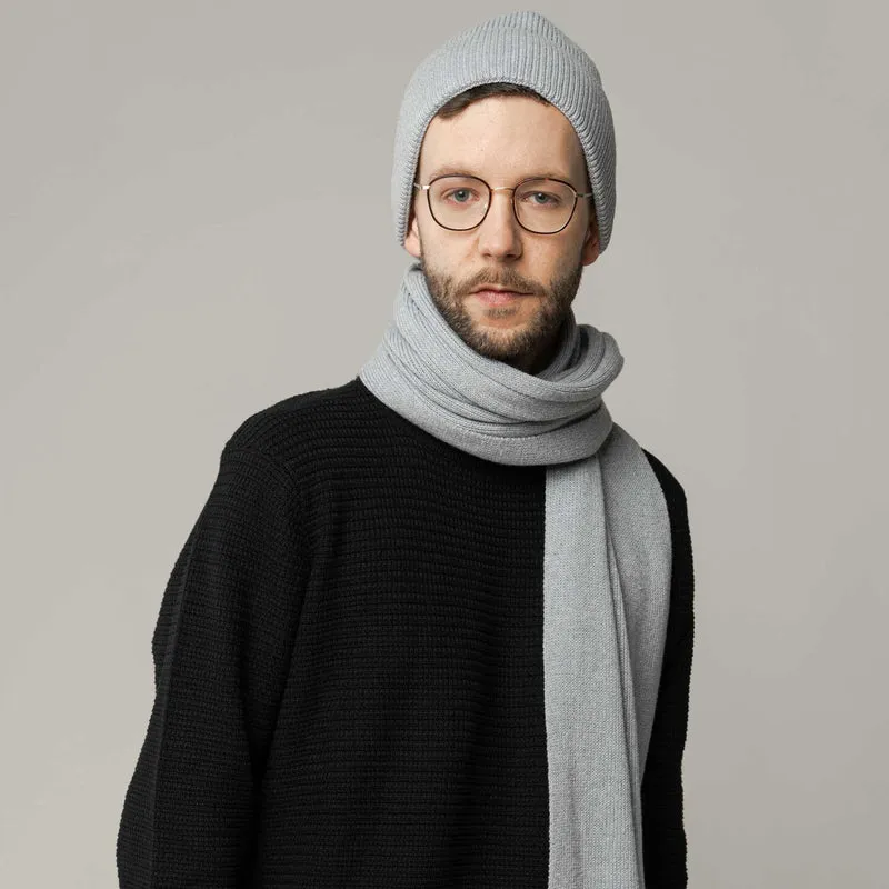 MELA Unisex Rippstrick Schal "BASIC" - grau-melange