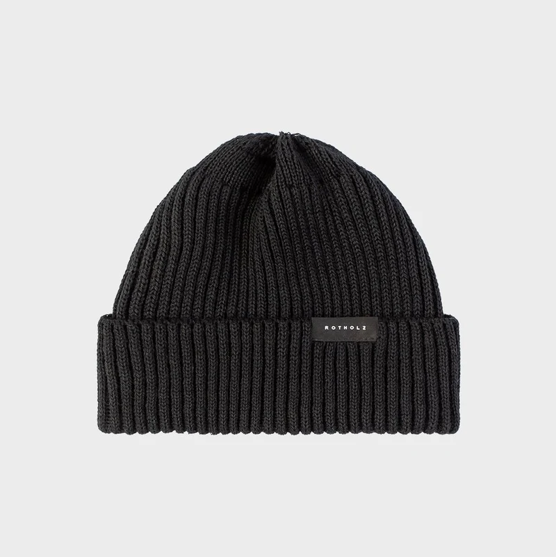 Rotholz Short Ribbed Merino Beanie - Black