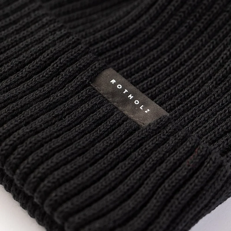 Rotholz Short Ribbed Merino Beanie - Black