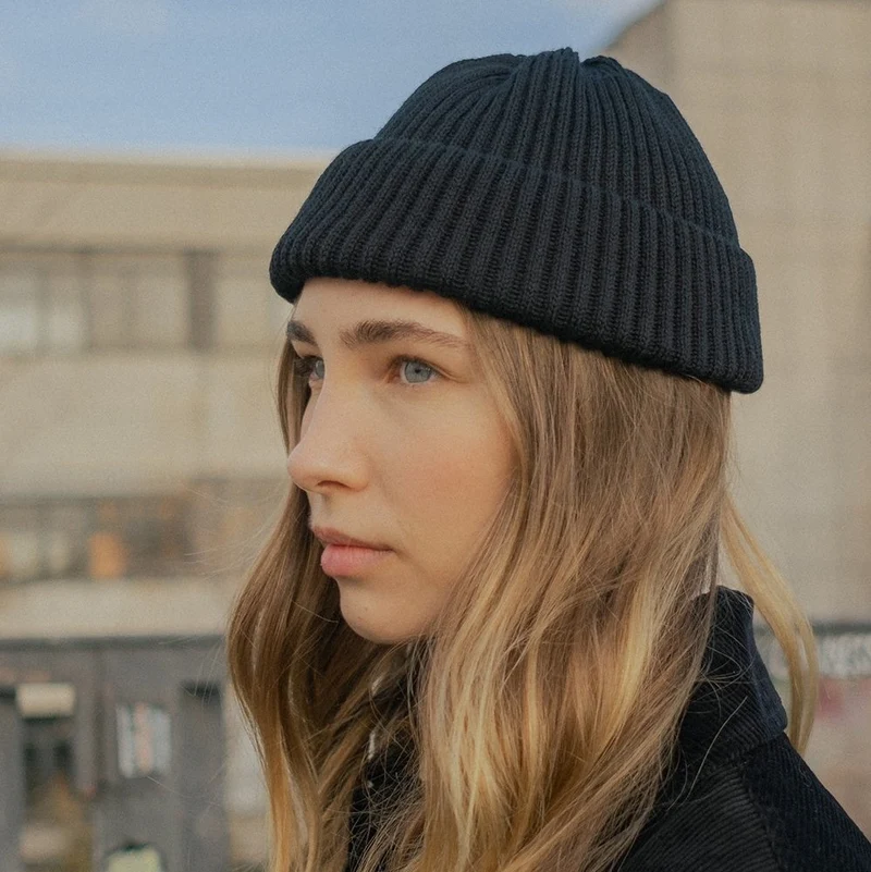 Rotholz Short Ribbed Merino Beanie - Black