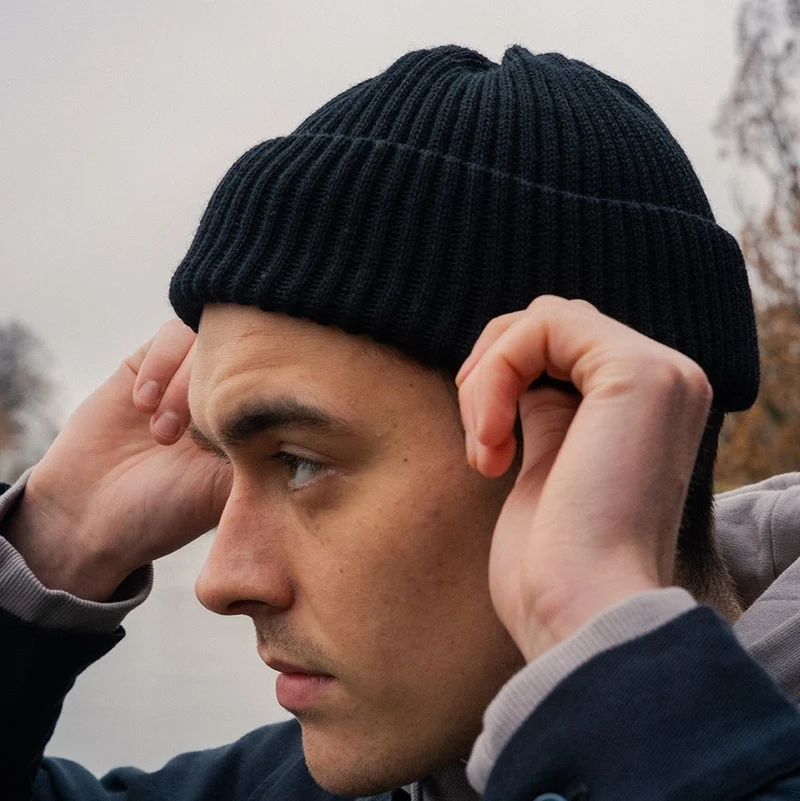 Rotholz Short Ribbed Merino Beanie - Black