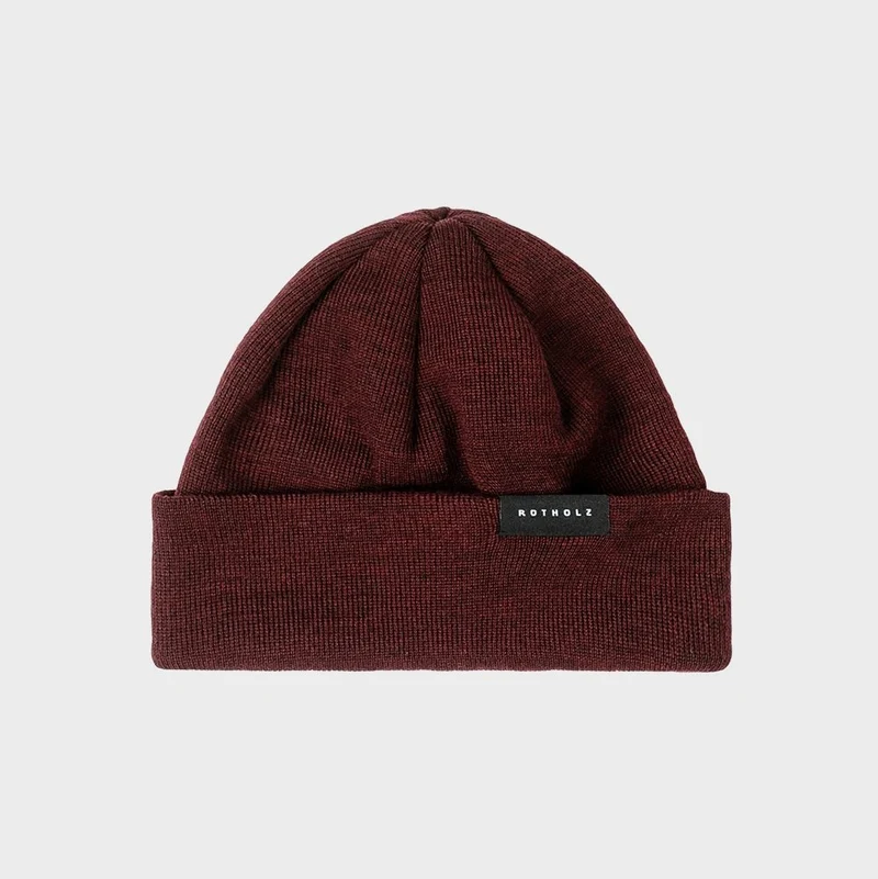 Rotholz Short Fine Merino Beanie - Burgundy