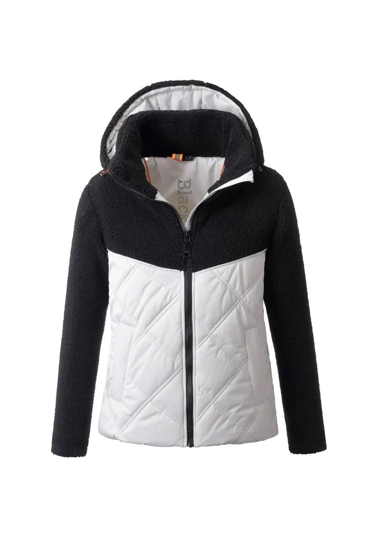 LPO Damen Materialmix Wattierte Steppjacke mit Webpelz