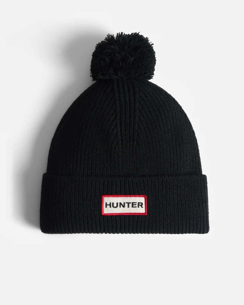 Brenig Ribbed Pom Mütze Schwarz (Unisex)